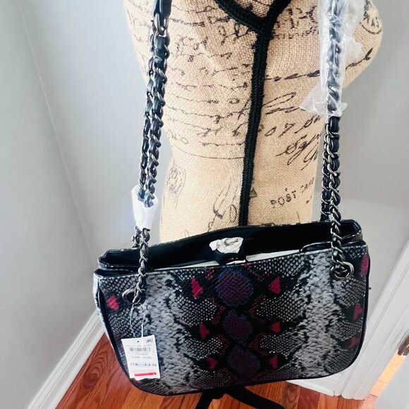 NWT INC Chained Crossbody Bag – Double Zip, Stylish Side Pocket - Picture 3 of 5